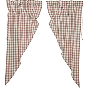 VHC Brands Annie Buffalo Portabella Check Farmhouse Prairie Short Panel Curtain Set 63x36x18 VHC Brands Annie Buffalo Portabella Check Farmhouse Prairie Short Panel Curtain Set 63x36x18
