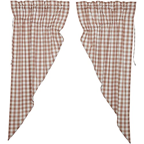 VHC-Brands-Annie-Buffalo-Portabella-Check-Farmhouse-Prairie-Short-Panel-Curtain-Set-63x36x18 VHC Brands Annie Buffalo Portabella Check Farmhouse Prairie Short Panel Curtain Set 63x36x18