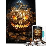 Puzzle de 1000 pièces pour Adolescents citrouilles dorées phosphorescentes stimule Les réflexes Bords Nets Jeu Gratuit décoration de Noël (38x26cm)