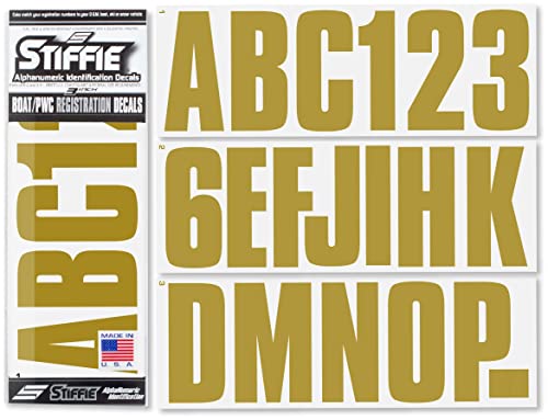 Image of STIFFIE Uniline Gold Rush 3 inch Boat & PWC Registration Decals • Numbers Letters Stickers