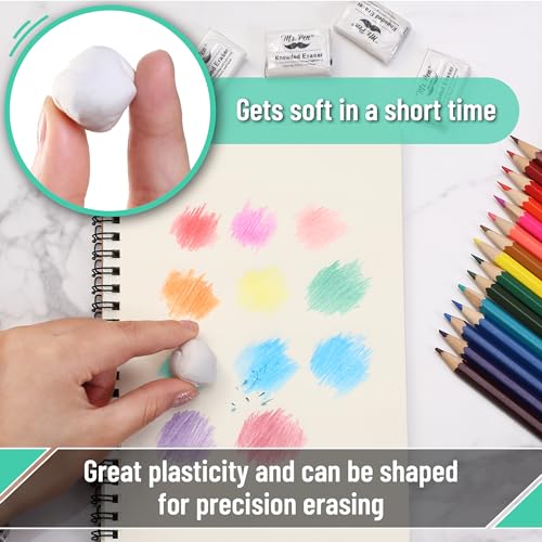 Image of Mr. Pen- Kneaded Erasers, 0.9 inch x 1.25 inch, 8 Pack, White, Soft Moldable | Art Erasers for Charcoal, Graphite & Pastel Drawing, Precision Highlighting, Smudge Control, Easy Shaping