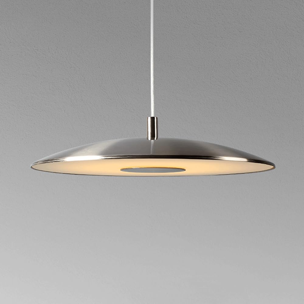 KXEcoLife Adjustable LED Dining Room Chandelier, Modern Electroplated Sand Silver Ceiling Light, Height-Adjustable Hanging Fixture Over Table(30cm-22W)