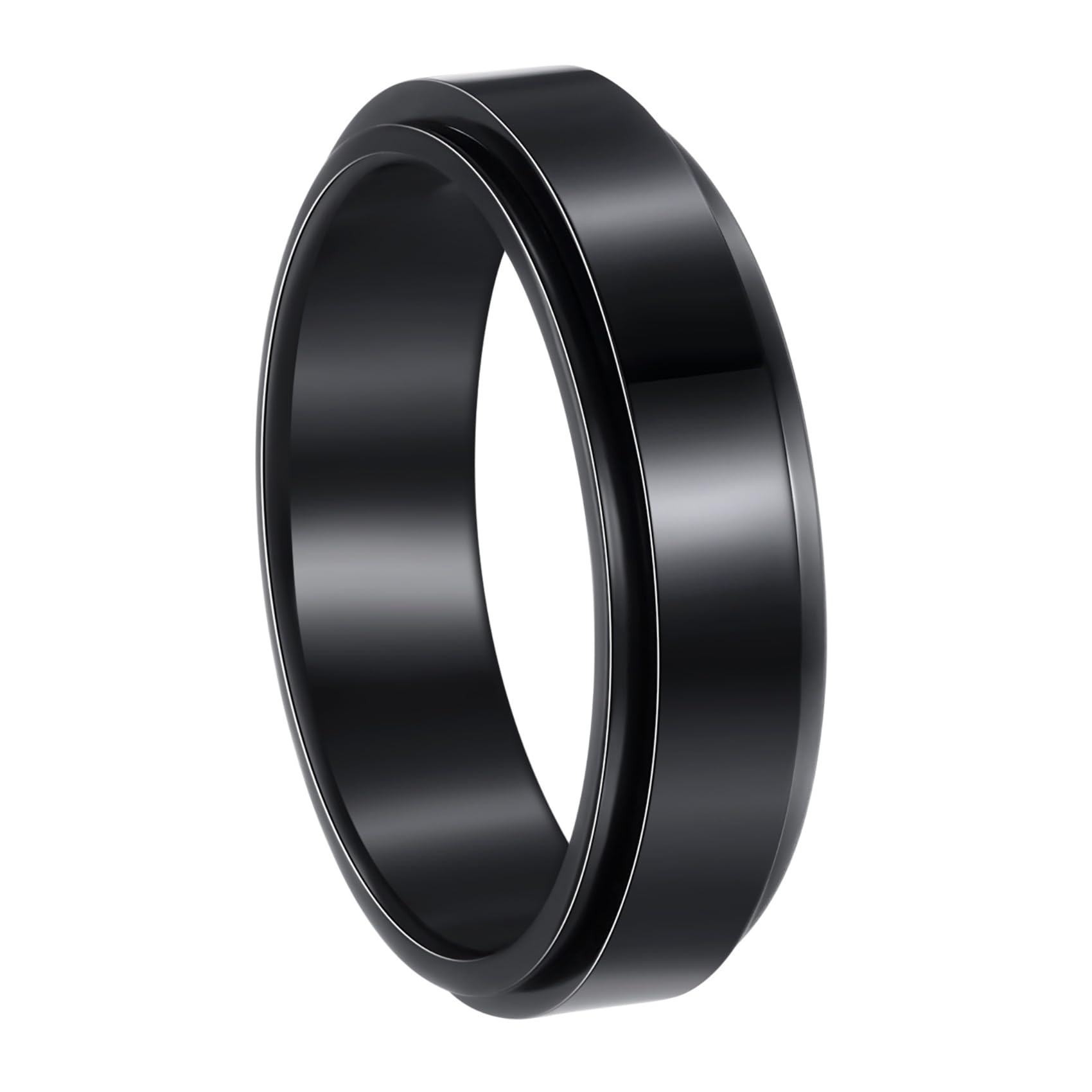 Anillos giratorios para la ansiedad para hombre, anillos clásicos de cadena para mujeres y adultos, anillo de acero de titanio, 10, Metal, Sin piedras preciosas