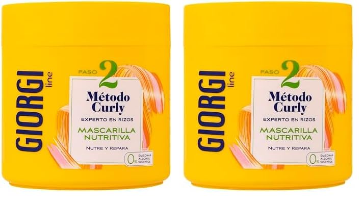 GIORGI Line - Mascarilla Nutritiva, Método Curly, Rizos Espectaculares, 0% Alcohol, 0% Siliconas, 0% Sulfatos, Con Proteínas Vegetales y Aguacate - 350 ml (Paquete de 2)