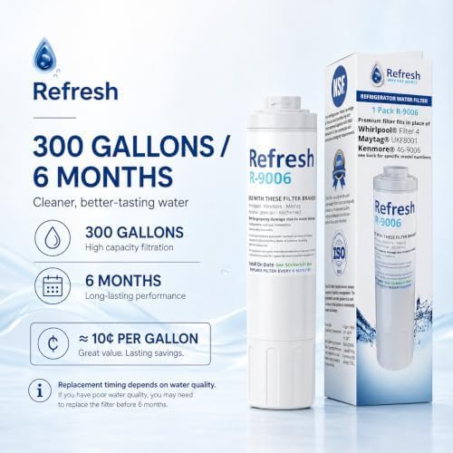 Image of Refresh Refrigerator Water Filter Replacement, Whirlpool EDR4RXD1, 3-Pack