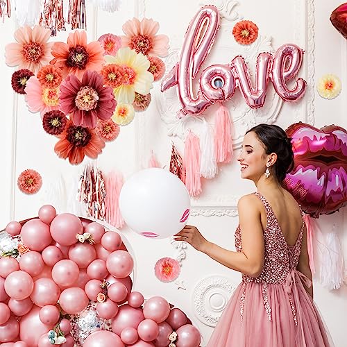 Image of Crowye 36 Pcs Large Colorful Tissue Paper Flowers Decorations Giant Fiesta Craft Crepe Paper Flowers for Wall Decor Backdrop Mexican Wedding Birthday Carnival School Party (10'' 20'',Vintage Color)