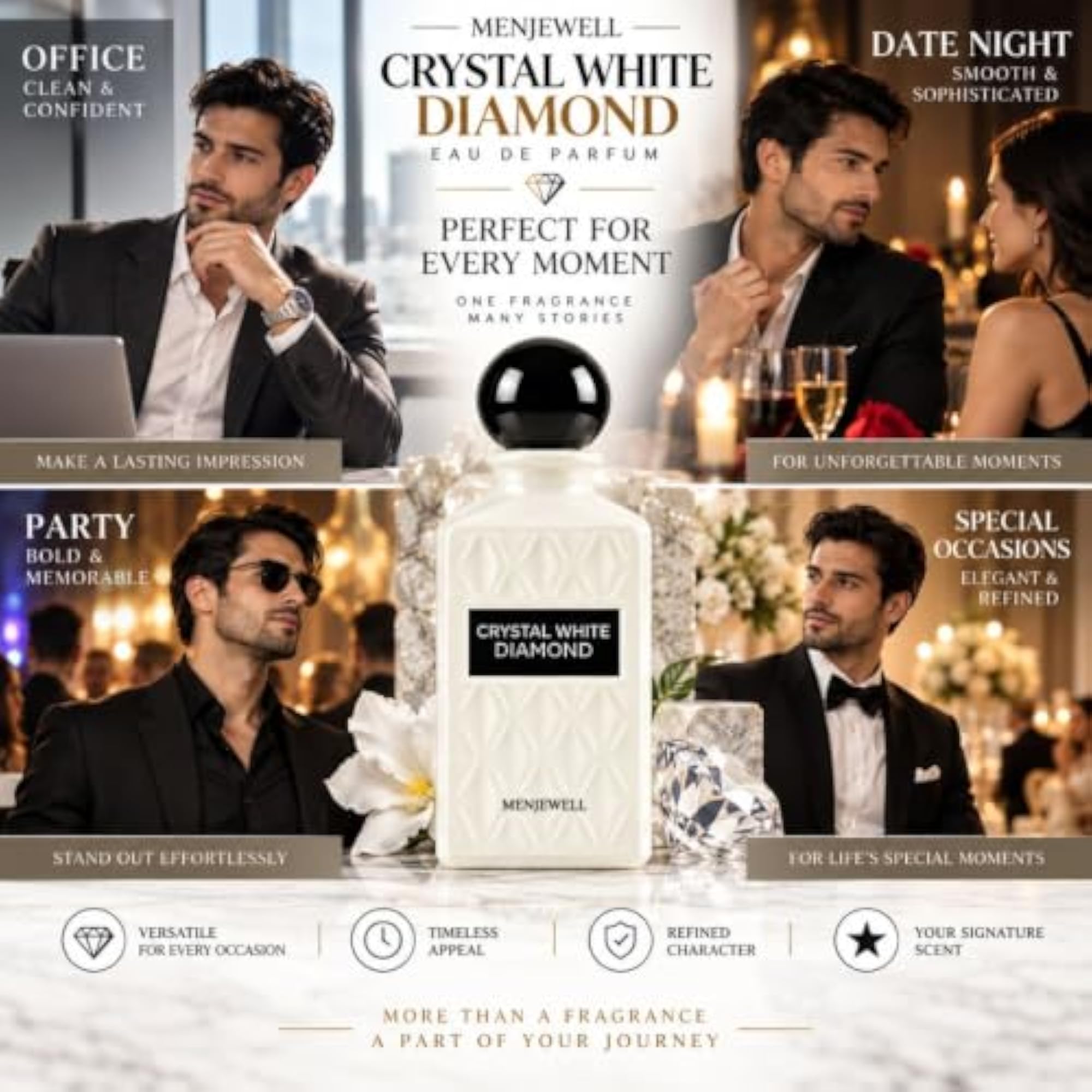 Crystal White Diamond EDP 100ml, Fresh Floral Woody Perfume
