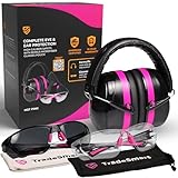 TRADESMART All-in-One Shooting Ear & Eye Protection, NRR 28 Earmuffs & z87.1 Glasses, Gifts for Women & Men