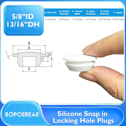 Image of 15 Pcs 20 mm Silicone Rubber Plugs Snap in Locking Hole Plugs for 20-22 mm (13 /16 inch-7 /8 inch) Round Holes, Flush Type Rubber Stoppers, Flexible Tube Pipe End Caps Covers, Waterproof Sealing Plugs, White