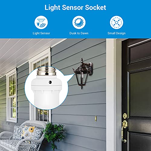Dewenwils Light Sensor Socket For Light Fixtures, Automatic Dusk To Dawn Light Bulb Sockets, Compatible With Incandescent/Cfl/Led/Halogen Bulbs, 2 Pack #TOP1