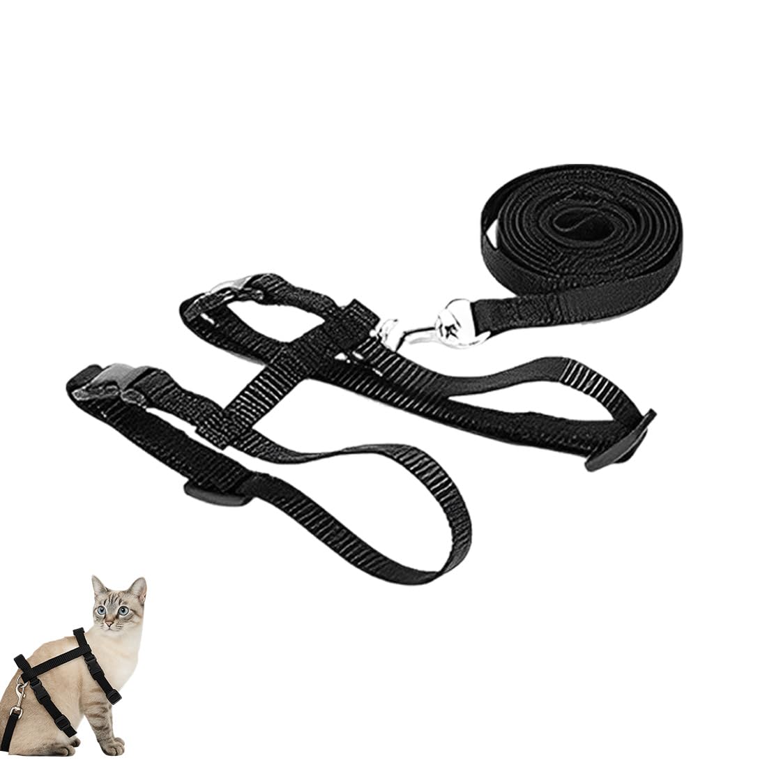 KYLOS Arnes Gato Antiescape, Juego De Arnés Y Correa Para Gatos, Arnés Para Gatos Con Correa, Ajustable Antiescape Seguridad, Arnes Gato Ajustable, Para Caminar, Entrenar, Gato Pequeño Y Mediano Negro