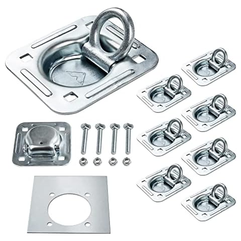 Lonffery 8 Pack Recessed D-Ring Tie Down Anchors (6,000 lb. Capacity), Heavy Duty Kit for Trailer or Deliveries Cover