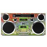Cette boombox multifonction sert de lecteur de cassette et d'enregistreur, avec 4 haut-parleurs à large gamme, un tweeter et un caisson de basses, ainsi qu'une entrée microphone pour l'enregistrement vocal.