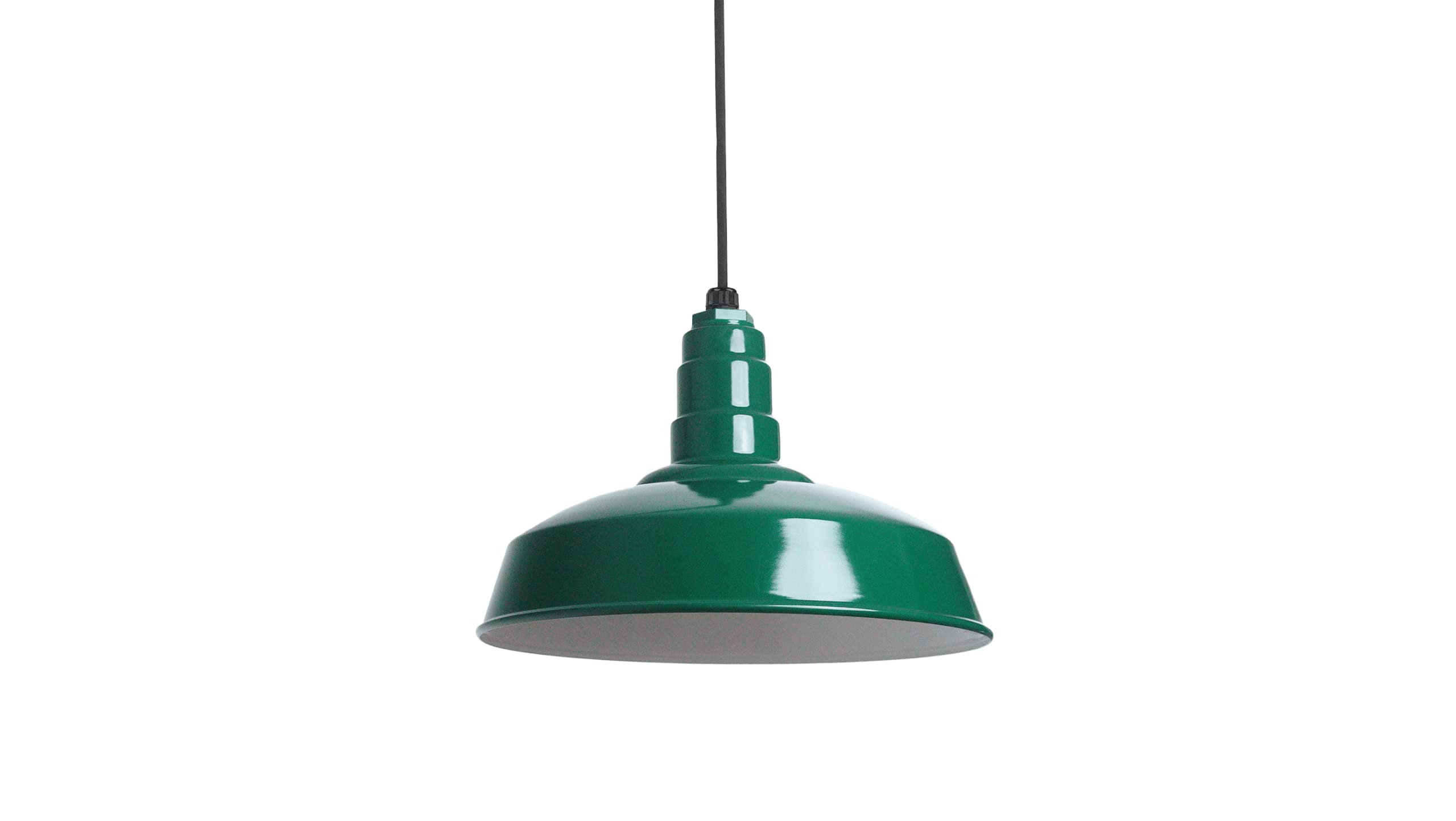 4ft Black Cord Barn Light Pendant 16" Dome | Garage Workshop | Green