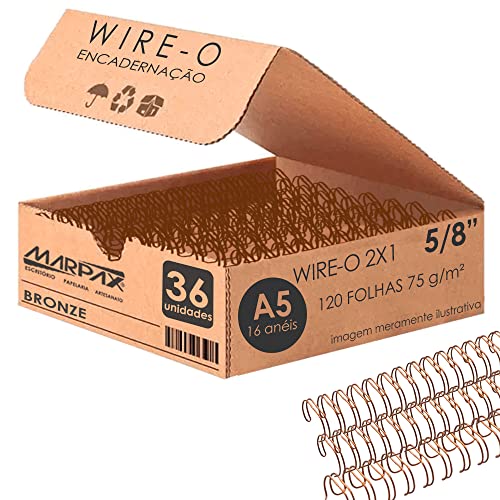 Wire-o para Encadernação A5 5/8 2x1 para 120fls Bronze 36un