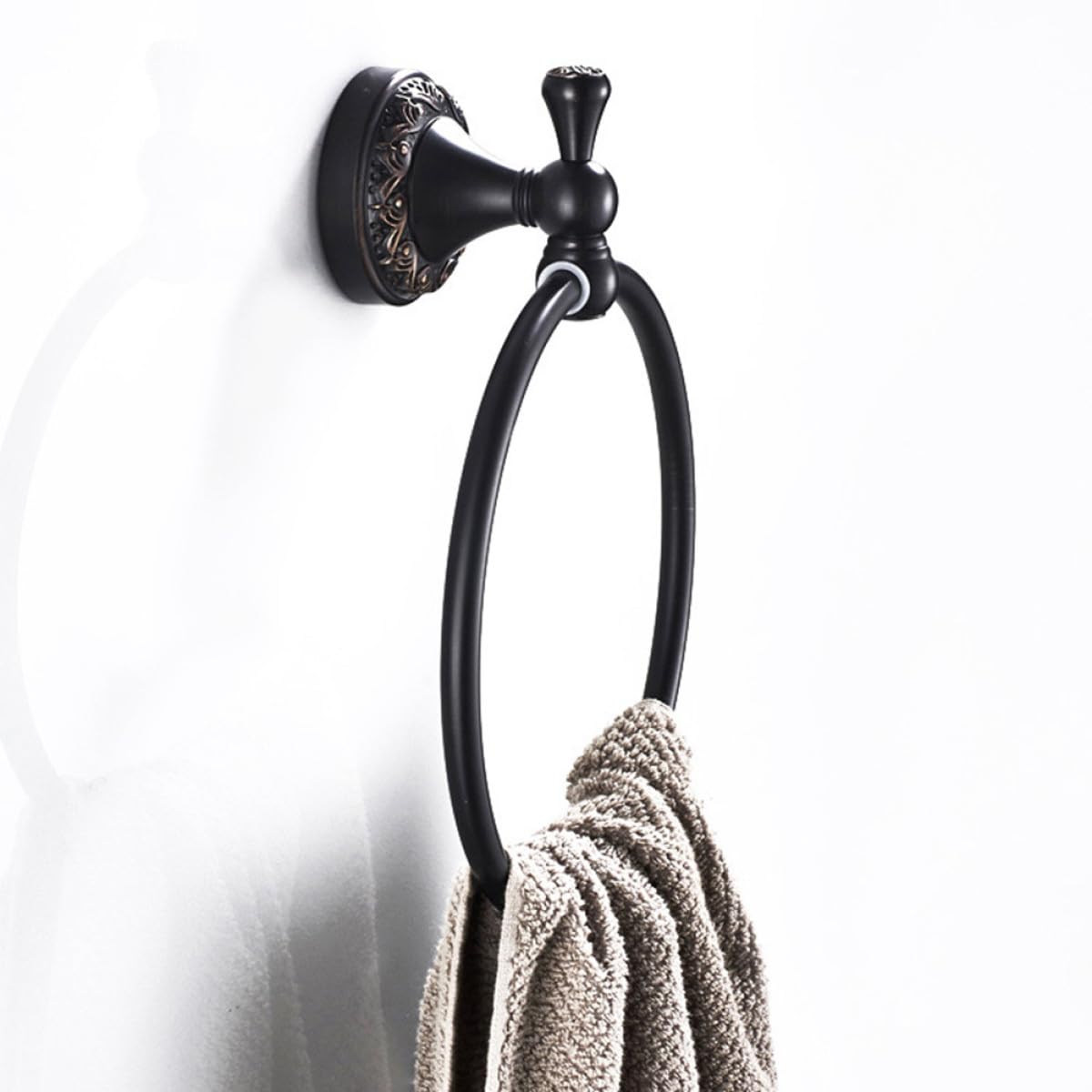 Handtuchring aus Gebürsteter Schwarzbronze, Rund, Vintage