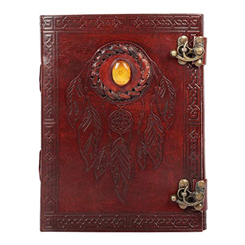OVERDOSE Handmade leather journal stone Embossed Pankh Travel Diary Writing Book of Shadows Daily Planner Office Handbook drawing journal Sketch book Grimoire Size 15x20 cm