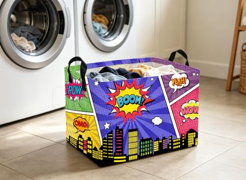 Image of Rectangle Kids Baskets Spider Basket Cute Storage Bin Fish Box for Room Decor Gift Basket(City)
