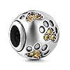 Breloque en argent sterling 925 avec empreinte de patte de chien - Perle pour bracelets Pandora champagne #1