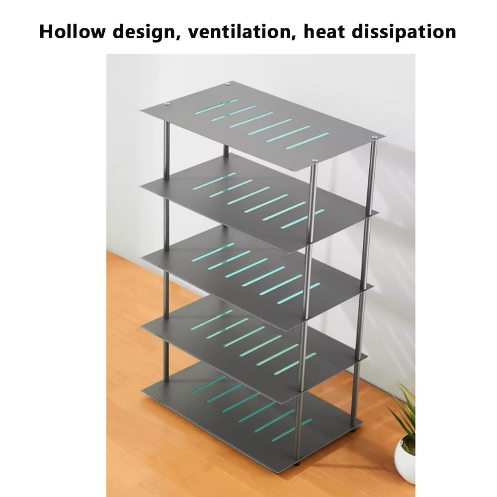Supporto per proiettore AV da Tavolo, ripiano per Router Aperto a 2 Livelli, in Alluminio, per Console Audio/Video/decoder Via Cavo/Amplificatore/Streamer (Bianco, 27x18,5x14,5 cm)