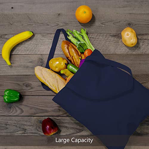 Image of TOPDesign 12-Pack Economical 16 inchx15 inch Navy Blue Cotton Tote Bag, Lightweight Medium Reusable Grocery Shopping Cloth Bags, Suitable for DIY, Advertising, Promotion, Gift, Activity