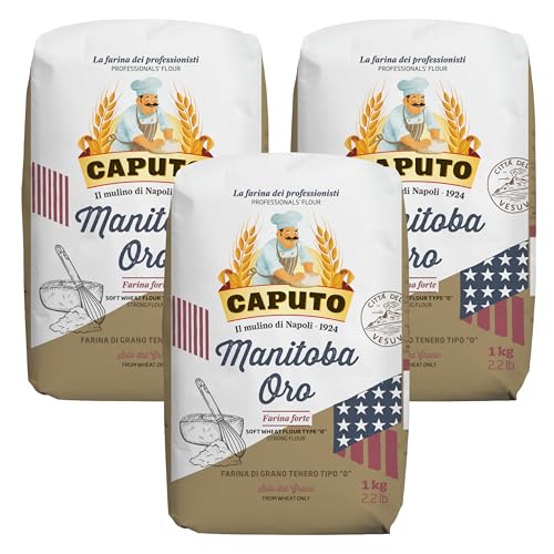 Caputo Manitoba Oro 1 kg – Harina de Fuerza Italiana para Largas Fermentaciones, Panettone, Brioche y Pizza – Molino Caputo - Pack Laborawi (x3)