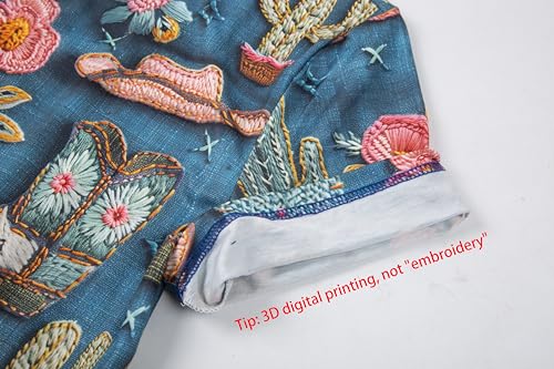 Boho Western Cowgirl Shirts for Women: Vintage Western Rodeo Graphic Tee Cowgirl 3D Digital Printing Short Sleeve Tops4