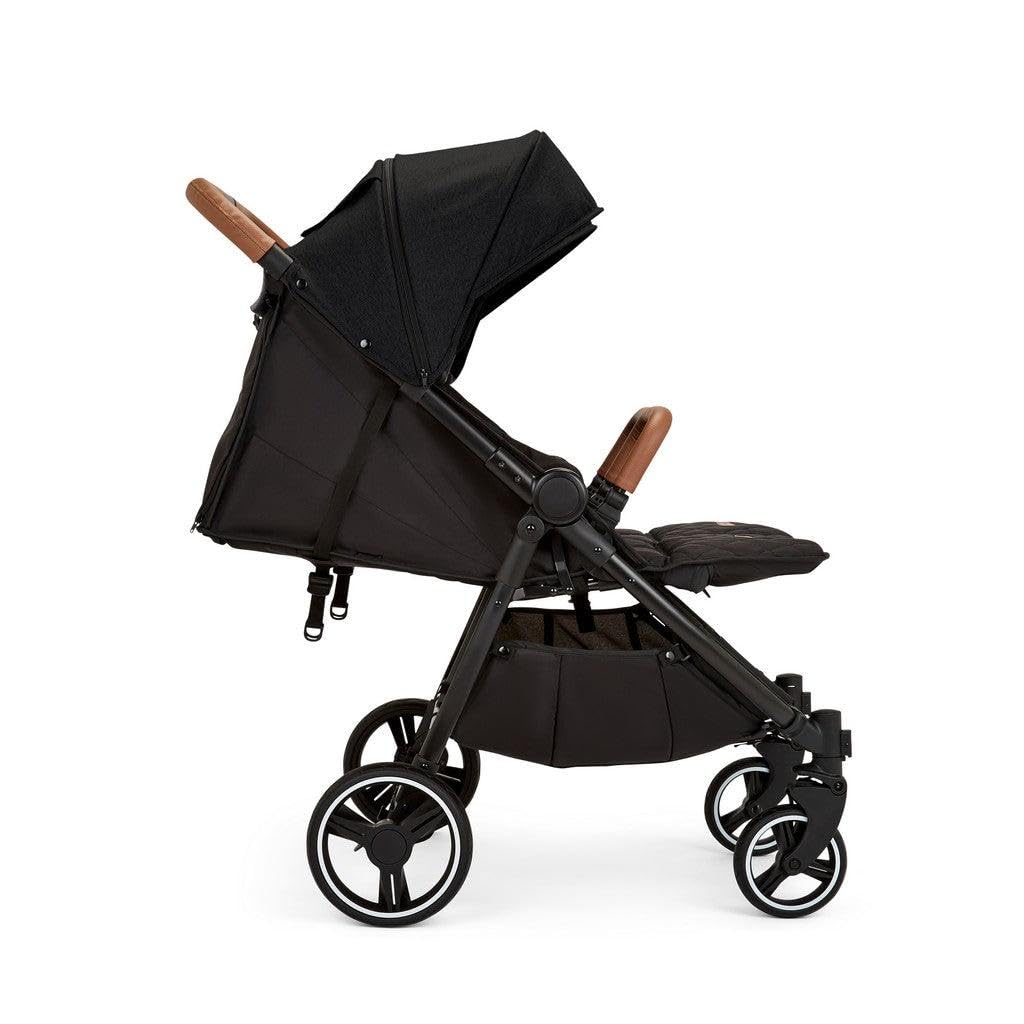 Ickle Bubba Venus Prime Poussette double légère et pliable avec cocon nouveau-né, 2 repose-pieds matelassés et housse de pluie, convient de la naissance à 15 kg (environ 3 ans*) (Noir)