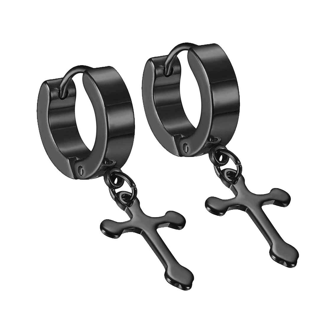 Metal Jesus Cross Piercing Stainless Steel Earrings for Men and Women (Black) (B08DL5VW3G) Amazon Price History, Amazon Price Tracker