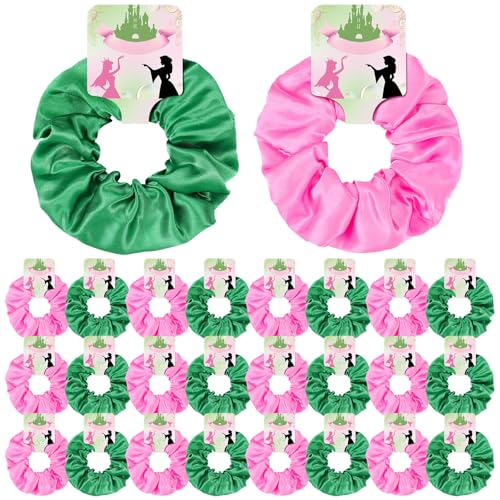 Accessoires cheveux chouchous en soie rose vert | Lot attache-cheveux queue de cheval
