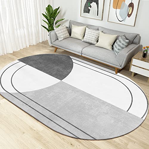 Tapis ovale gris moderne grande surface tapis ellipse pour salon balcon chambre chevet décor à la maison tapis de sol doux au toucher poils courts table...