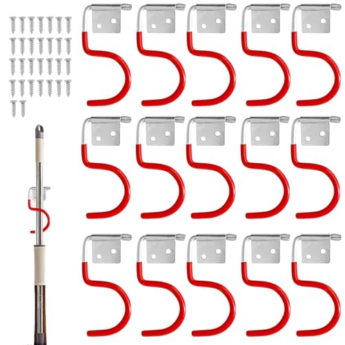CAAGGMM Gartengerätehalter Metallhaken, 15 Stück Werkzeughalter Metallhaken, Werkzeughalterhaken mit 30 Schrauben Zubehör, Gartengeräte Aufhängung, für Besen, Garten, Garage, Küche(Rot, Silber) CAAGGMM Gartengerätehalter Metallhaken, 15 Stück Werkzeughalter Metallhaken, Werkzeughalterhaken mit 30 Schrauben Zubehör, Gartengeräte Aufhängung, für Besen, Garten, Garage, Küche(Rot, Silber)