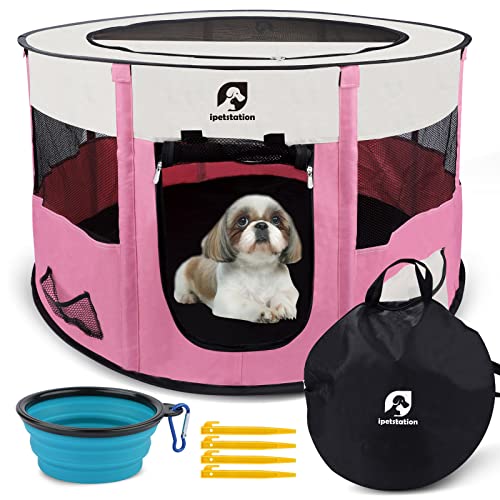 Parc pliable pour animal domestique - Parc portable pour chien, chat, lapin, chaton - En tissu léger avec toit - 88,9 x 58,4 cm - Rose Cover