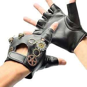 BLESSUME Guantes Steampunk Gótico Unisex Cosplay Accesorios Gloves Negro