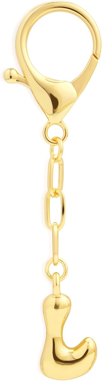 Personalized Birthday Gifts for Women - Cute Initial Keychain, 14K Gold Plated Bag Charms for Purse Backpack