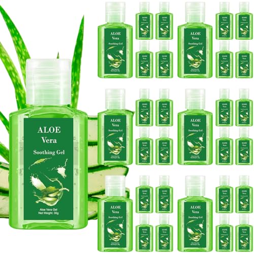 Swiffen 24 Pcs Mini Aloe Vera Gel for Skin Travel Size 1 oz Sunburn Treatment Party Favors Mini Moisturizer Travel Size Lotion Bulk for Thank You Gifts Wedding Beach Summer Flamingo Party Supplies