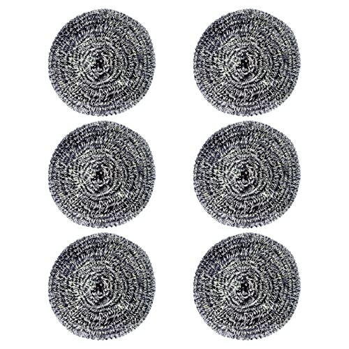 Image of 6 Pack Large Stainless Steel Sponges Scourers Steel Wool Scrubbers Pad Cleaning Ball Used for Dishes, Pots, Pans, Grill, Ovens and Basin, Clean Kitchen, Bathroom, Restaurant (40g Weight)