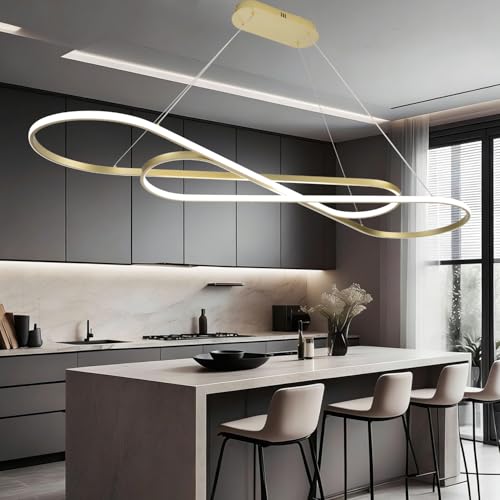 Image of Modern Gold LED Dining Pendant Chandelier