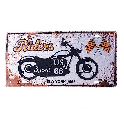Image of Eazywagon Riders US 66 Multipurpose Metal Signs - License Wall Plate, Decorative Car Tag - Ideal for Cafe, Restaurant, Shop, Home, Hotel, Club, Office, Living Area