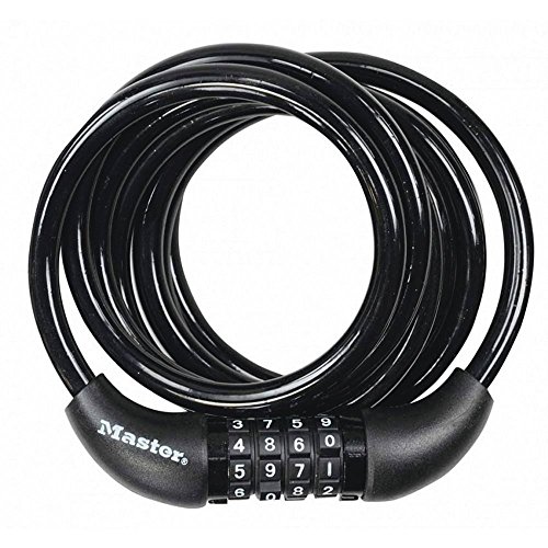 Master Lock Bike Cable Lock, Combination, 1.8 m Coiling Cable, Outdoor 8221EURDPRO - Use with All Kinds of Bike, Skateboards, Strollers, Lawnmowers and Other Outdoor Equipment