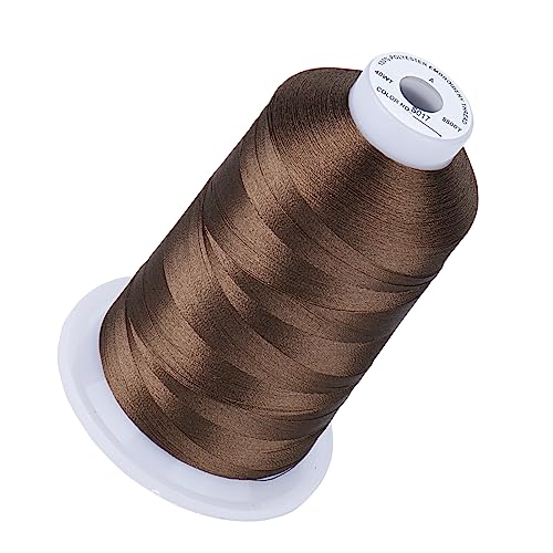Image of Simthread Embroidery Thread 5000M 40WT Polyester, Coconut Shell S017 | 5000M 40WT polyester thread feeds smoothly for home or commercial embroidery projects.
