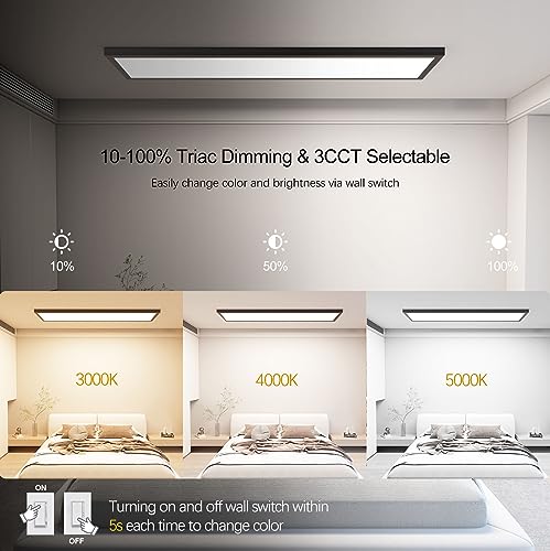 Image of AIKVSXER 6 Pack 1x4 LED Flat Panel Light Surface Mount Black, 5500LM 50W