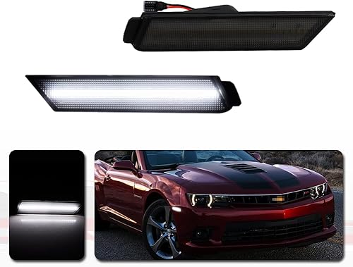 Para 2010 2011 2012 2013 2014 2015 Chevrolet Camaro parachoques delantero luces marcador lateral blanco completo lámparas ahumadas lente