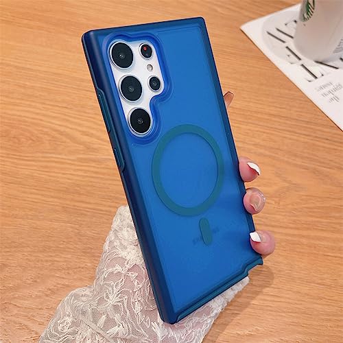 Coque magnétique de luxe pour Samsung Galaxy S23 Plus antichoc bleu marine
