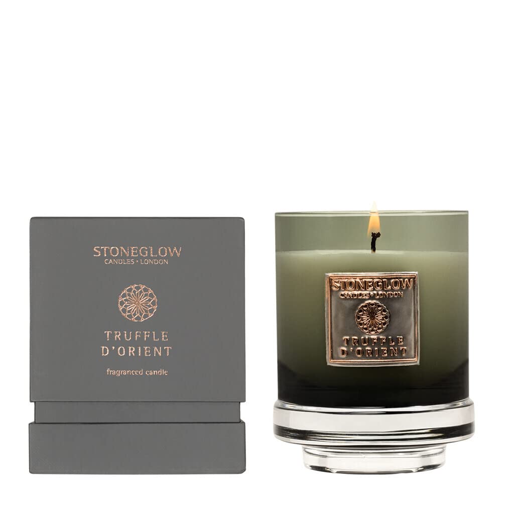 Stoneglow Metallique Collection Truffle D'Orient Scented Candle 250g - Jasmine, Patchouli & Dark Chocolate Notes, 50 Hrs Burn Time, Natural Wax Blend, 1 Wick, Long Lasting Fragrance
