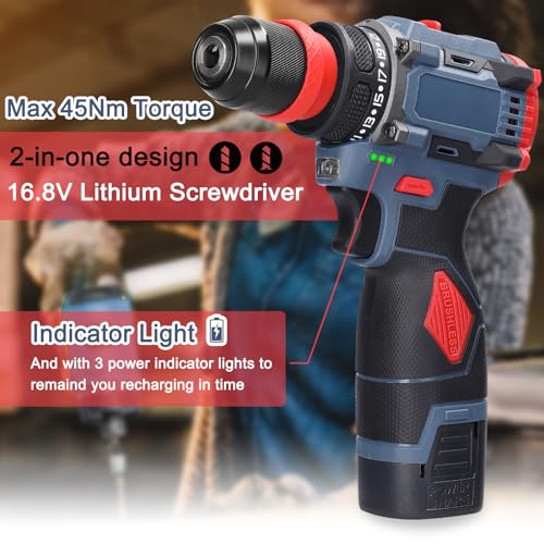 Taladro y atornillador 2 en 1 16.8V con motor brushless miniatura 6