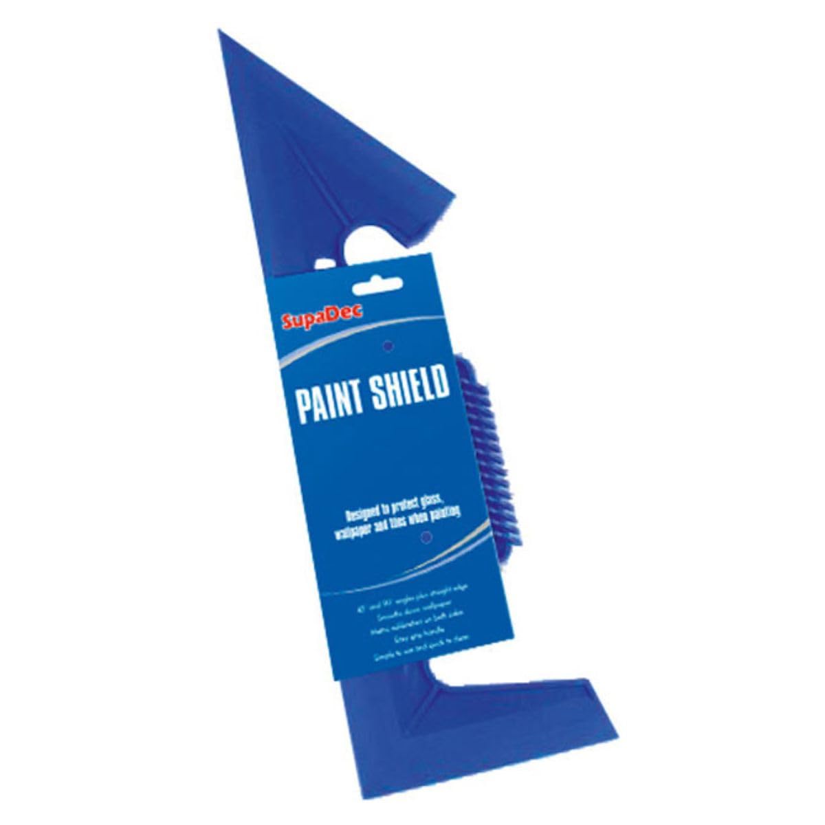 Supadec Blue Large Paint Shield | Professional Decorating Shield For Clean Edges | Protects Glass – Wallpaper & Tiles | 45°/90° Angles – Straight Edge – Metric Calibration – Easy Grip Handle