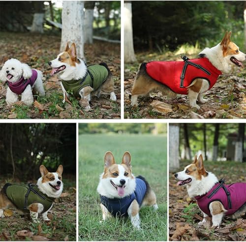 3 in 1 Winterjacke Hundewintermantel, 3 in 1 Winterjacke für Hunde, wasserdichte und winddichte Hundeschneejacke für kleine, mittelgroße und große Hunde (Rot, XL)