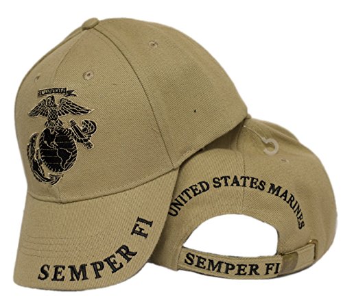 MWS U.S Marine USMC Semper Fi Logo Eagle Embroidered Cap Hat Beige
