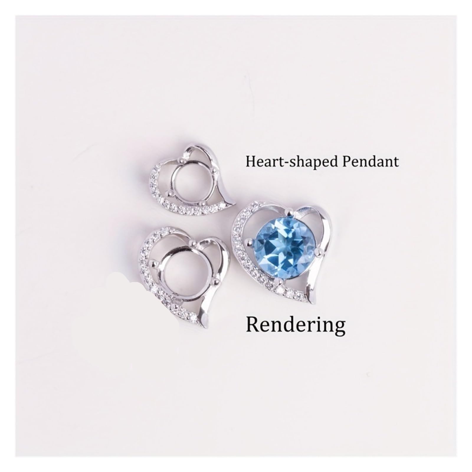 1pc 925 Sterling Silver a forma di cuore 5-9MM semplici impostazioni del pendente con montatura rotonda